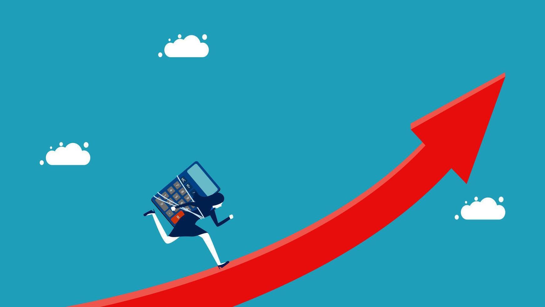 businessman running up a red arrow vector