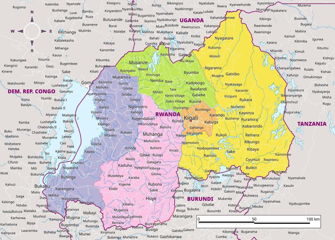 Detailed physical map of Serbia vector
