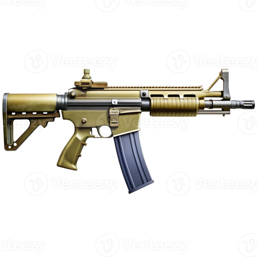 un bronceado y azul militar rifle con un negro valores png