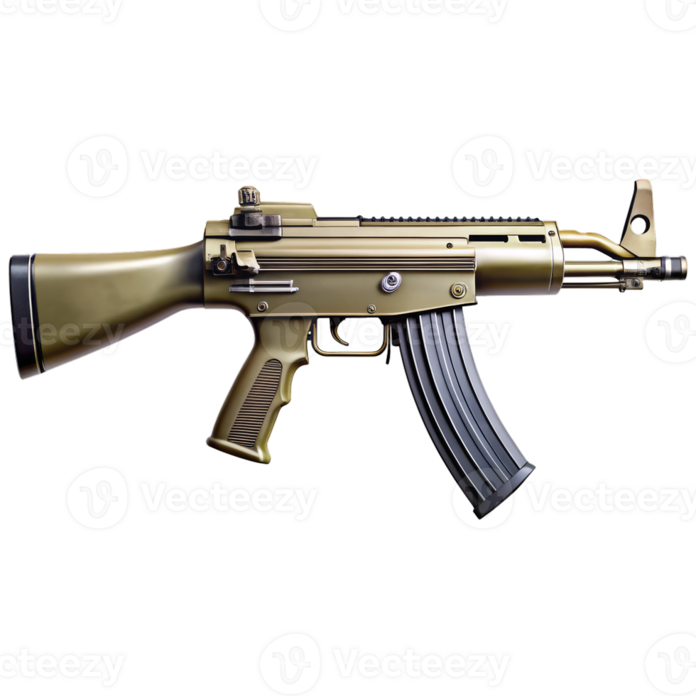 A tan and black gun with a black barrel png