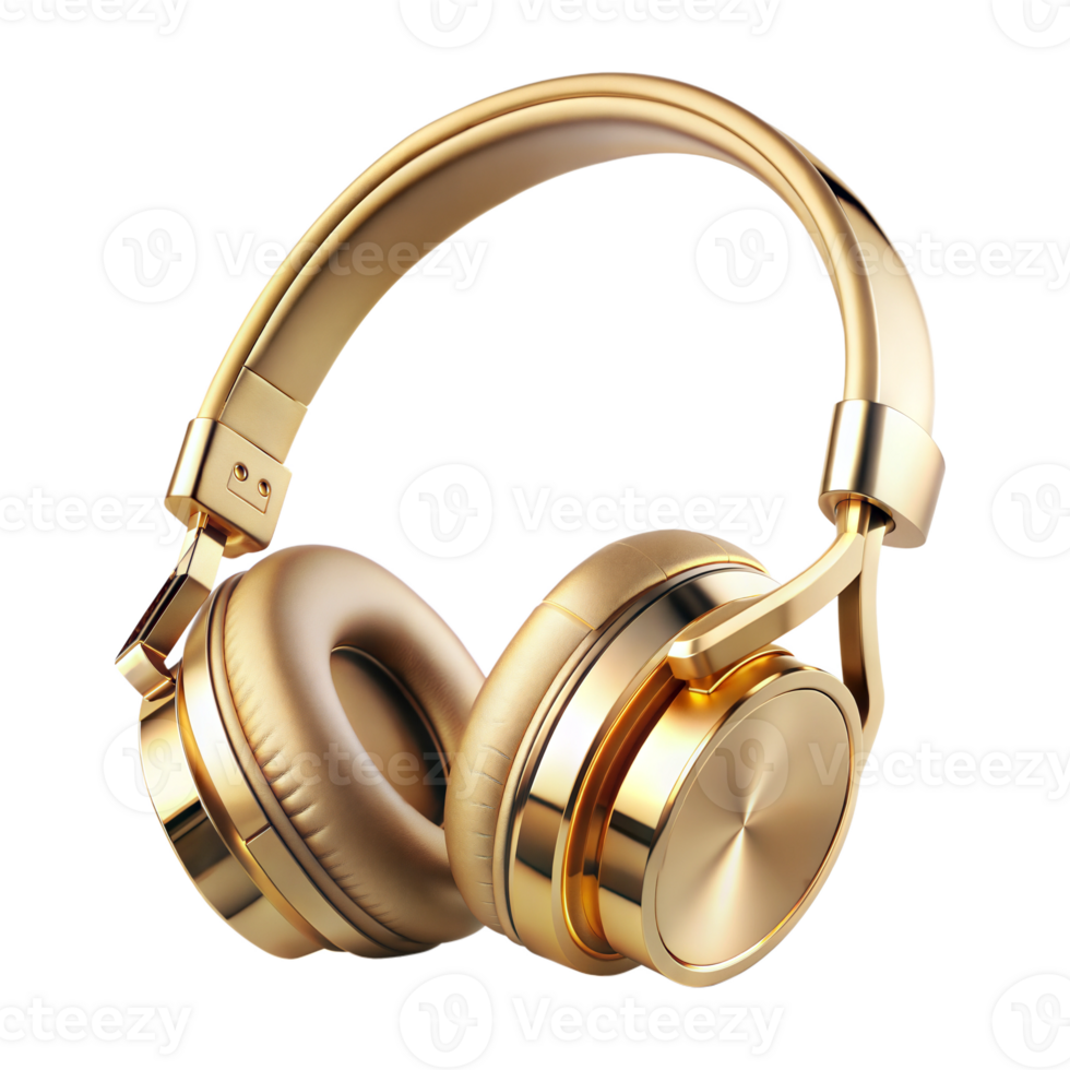 uma par do ouro fones de ouvido com uma ouro banda png