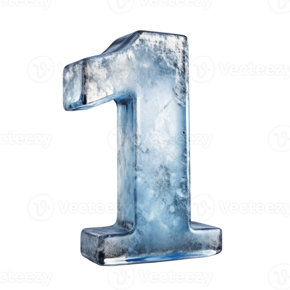 A blue ice cube with the number 1 on it png