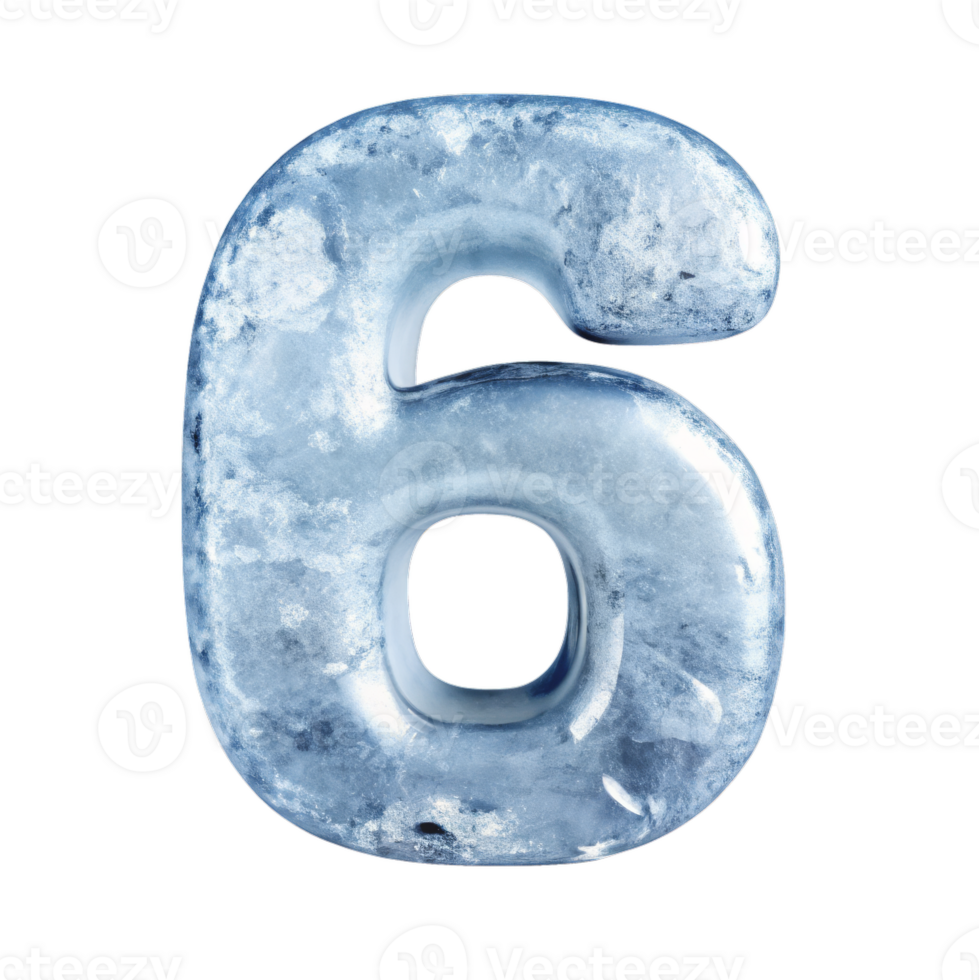 The number 6 is made of ice and he is very cold png