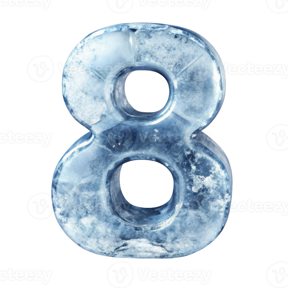 The number 8 is made of ice and he is frozen in time png