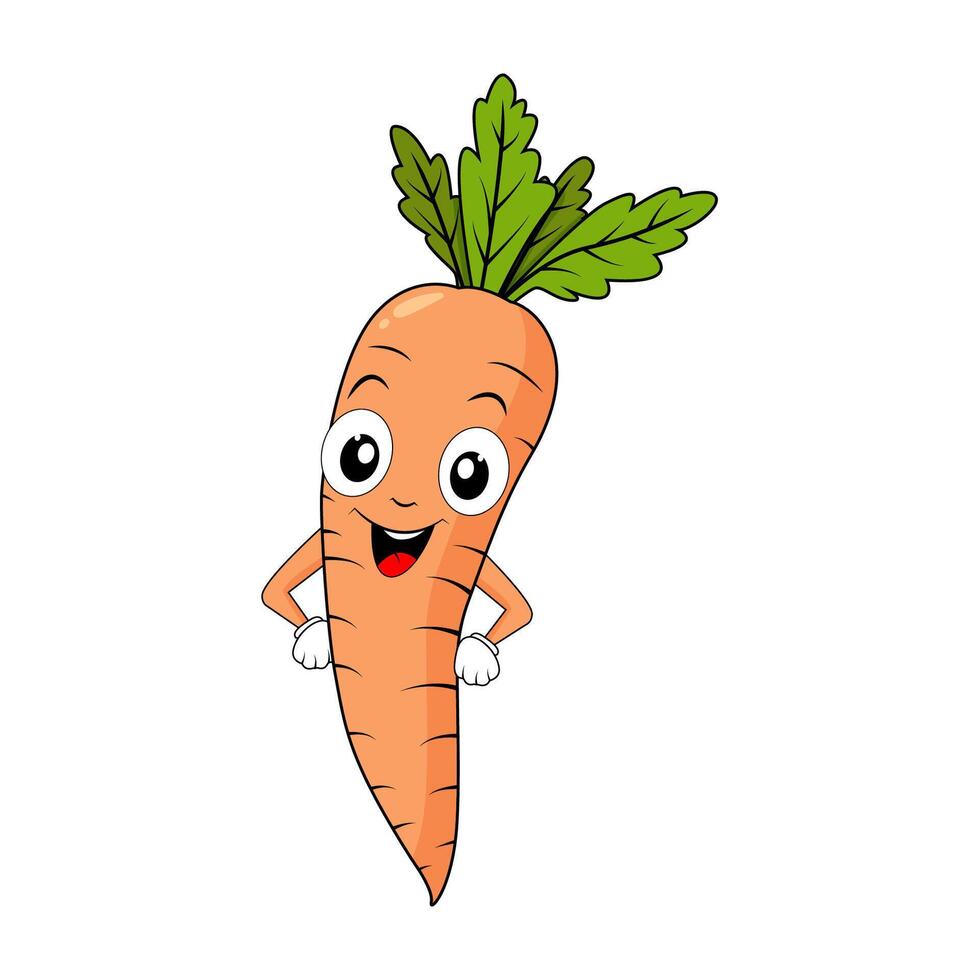 Orange funny carrot in cartoon style vector