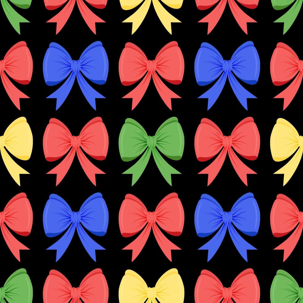 Seamless pattern with multicolored bows on a black background vector