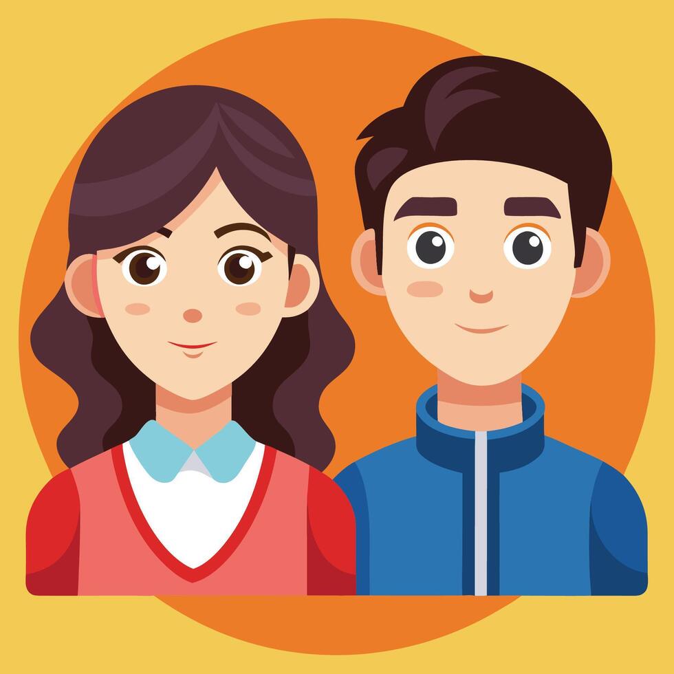 young man avatar character, due avatar, Man Icon Cartoon Illustration vector