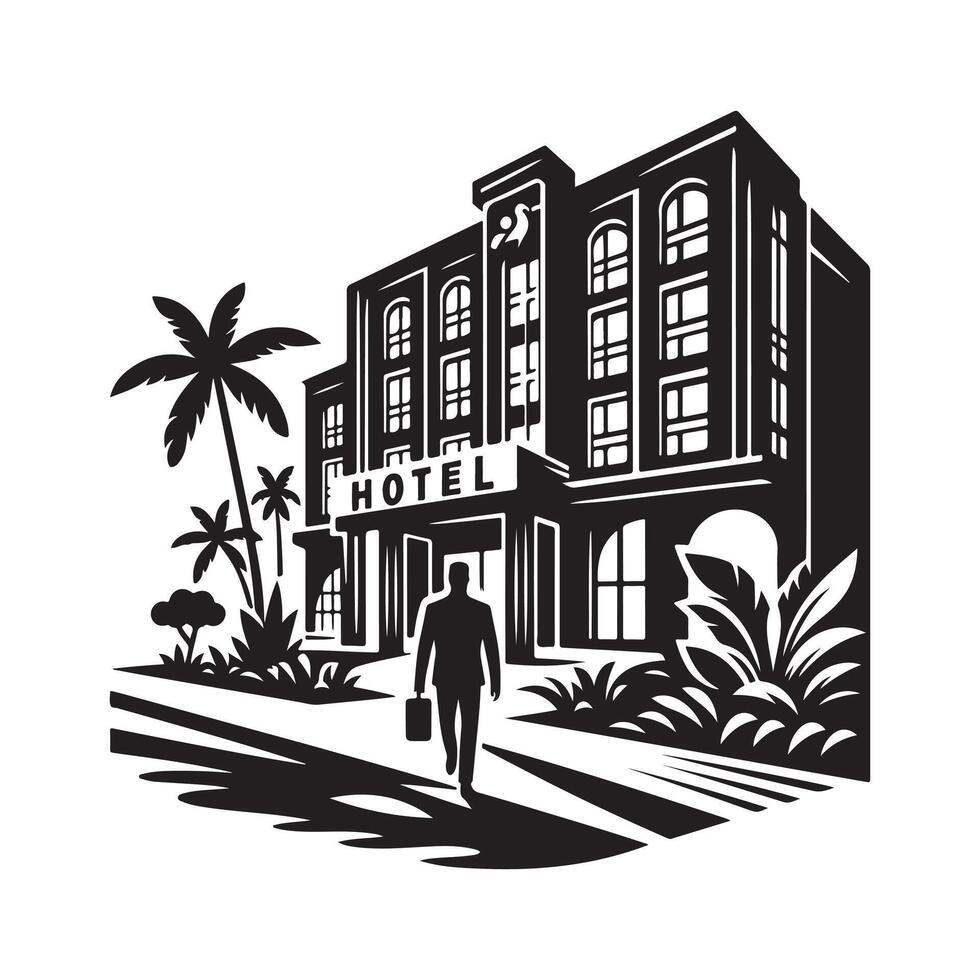Creative Hotel Silhouette Vectors AI Format for Graphic Designers