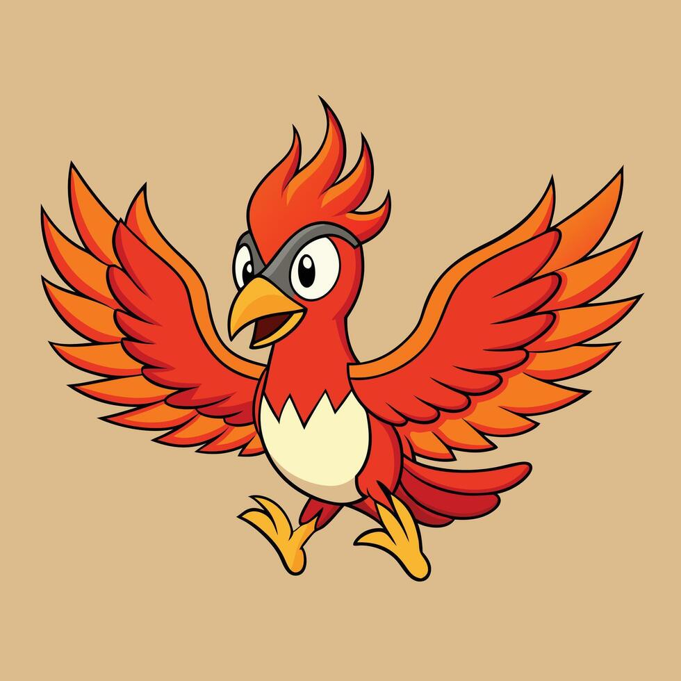 colorful phoenix, eagle with fire wings vector