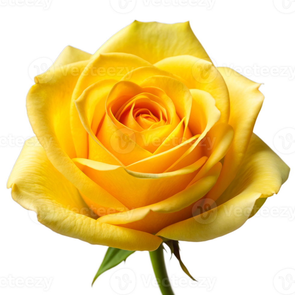 A single yellow rose with a green stem png