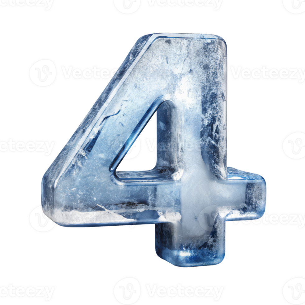 The number 4 is made of ice and he is frozen in time png