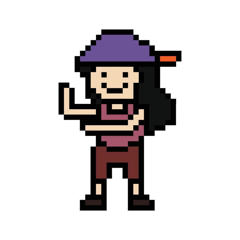 woman pixel dance cartoon 8-bit 23.8.24 11 vector