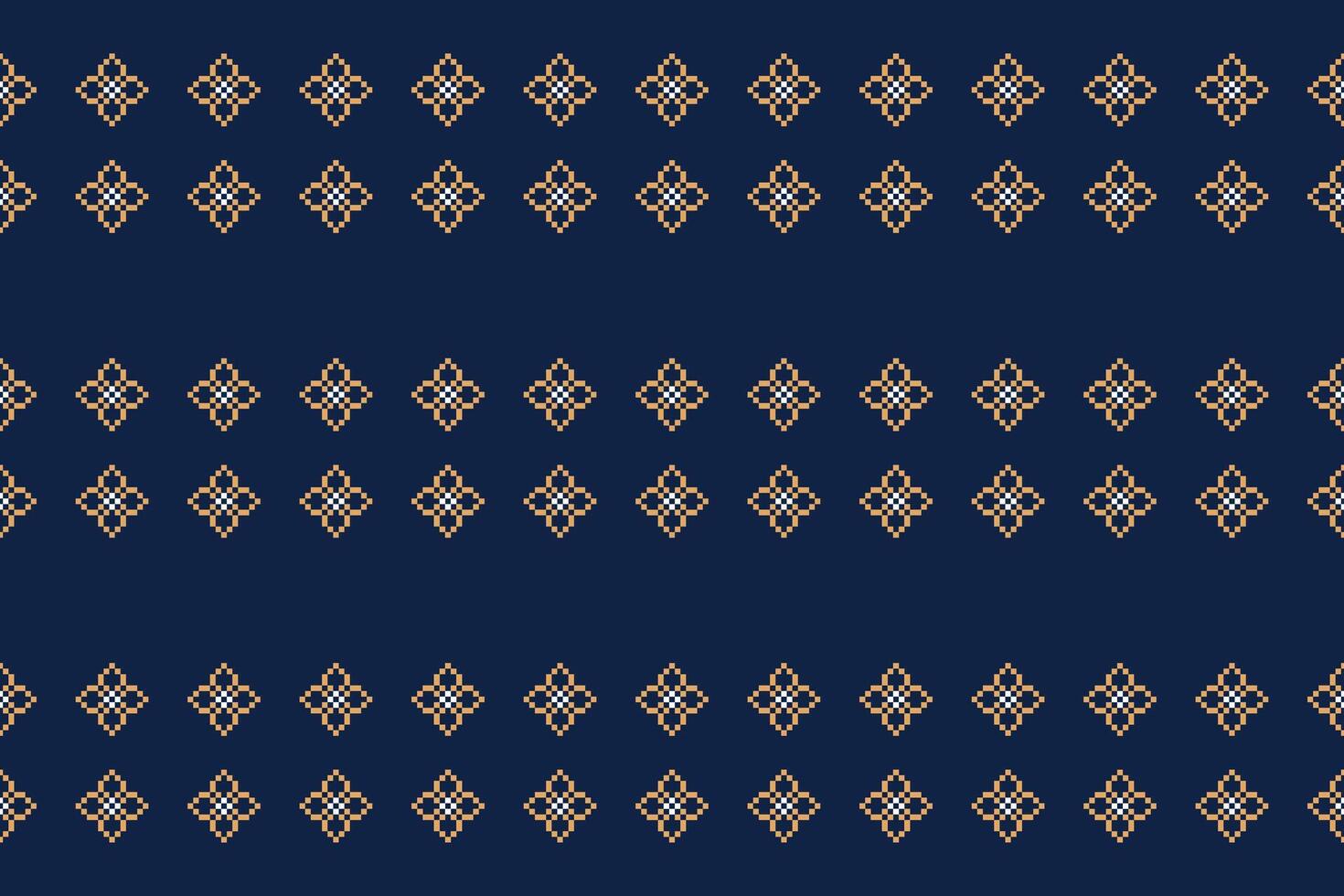 Geometric fabric pattern cross stitch embroidery Ethnic oriental Pixel blue background. 22.8.2024 10 vector