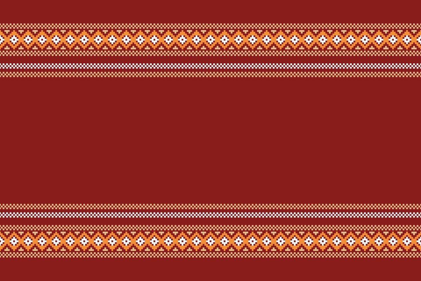 Traditional ethnic motifs geometric fabric pattern cross stitch red background. 22.8.24 6 vector