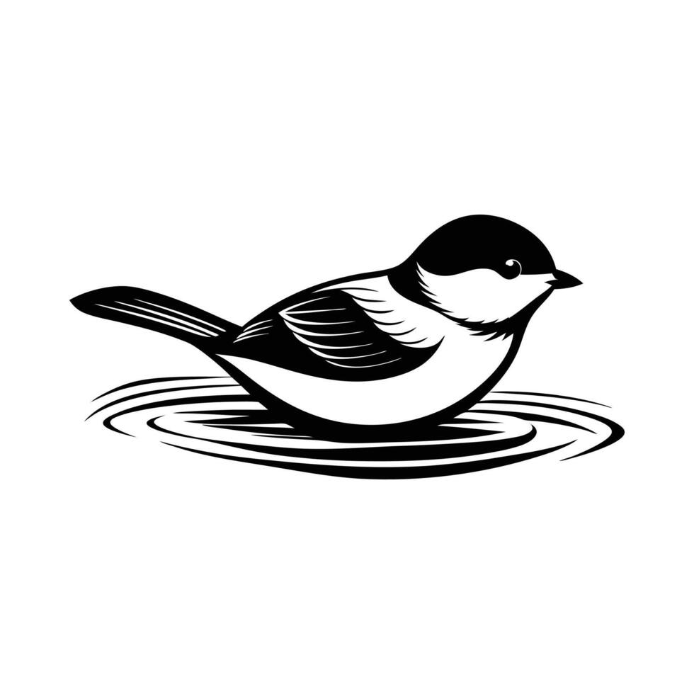 Black Capped Chickadee swimming vector