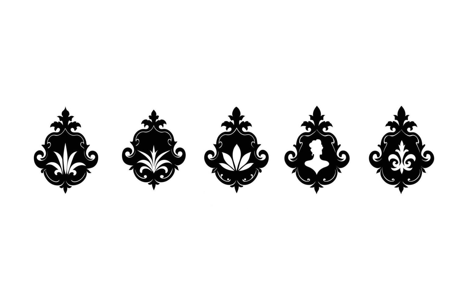 Damask baroque ornament border and frame ornament Floral ornament black silhouette vector