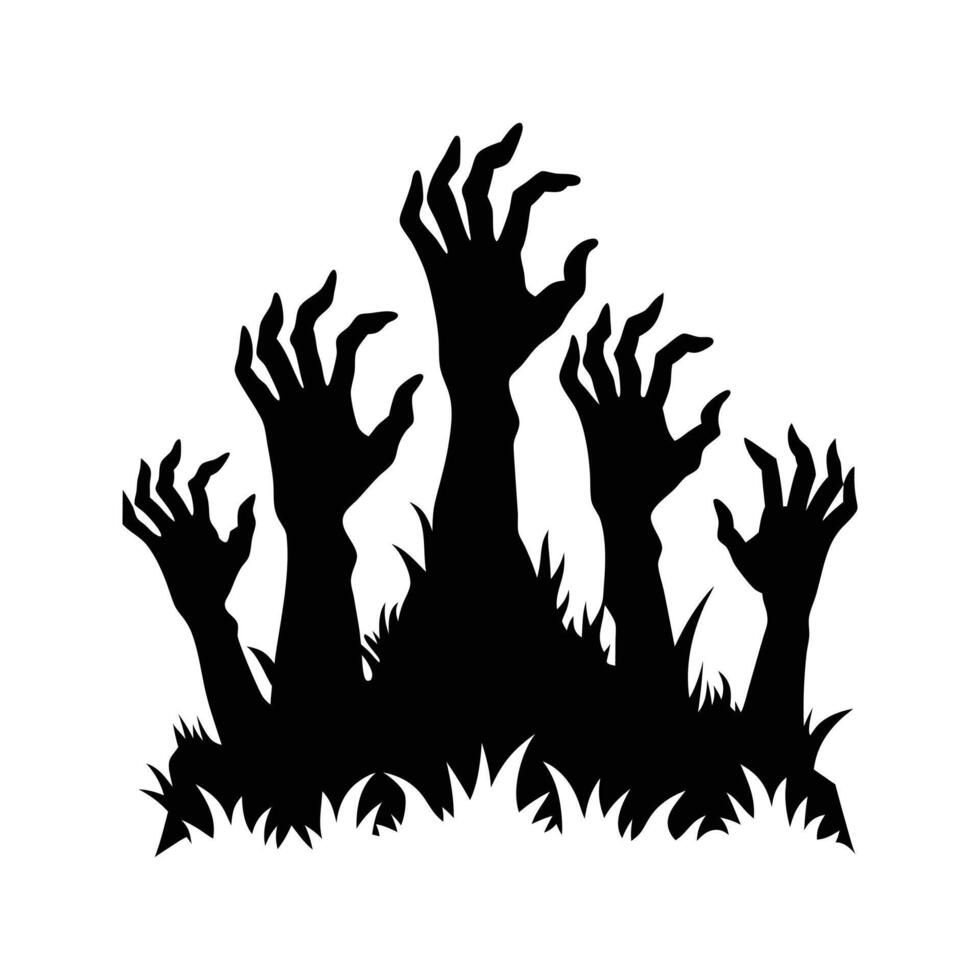 Silhouette of Zombie hands, scary hands, scarecrows, Halloween Party decoration vector