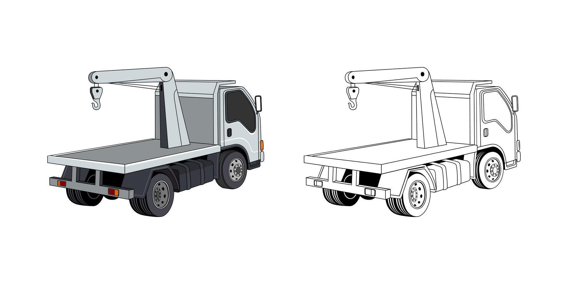 Tow Truck Back View Cartoon Design Illustration vector