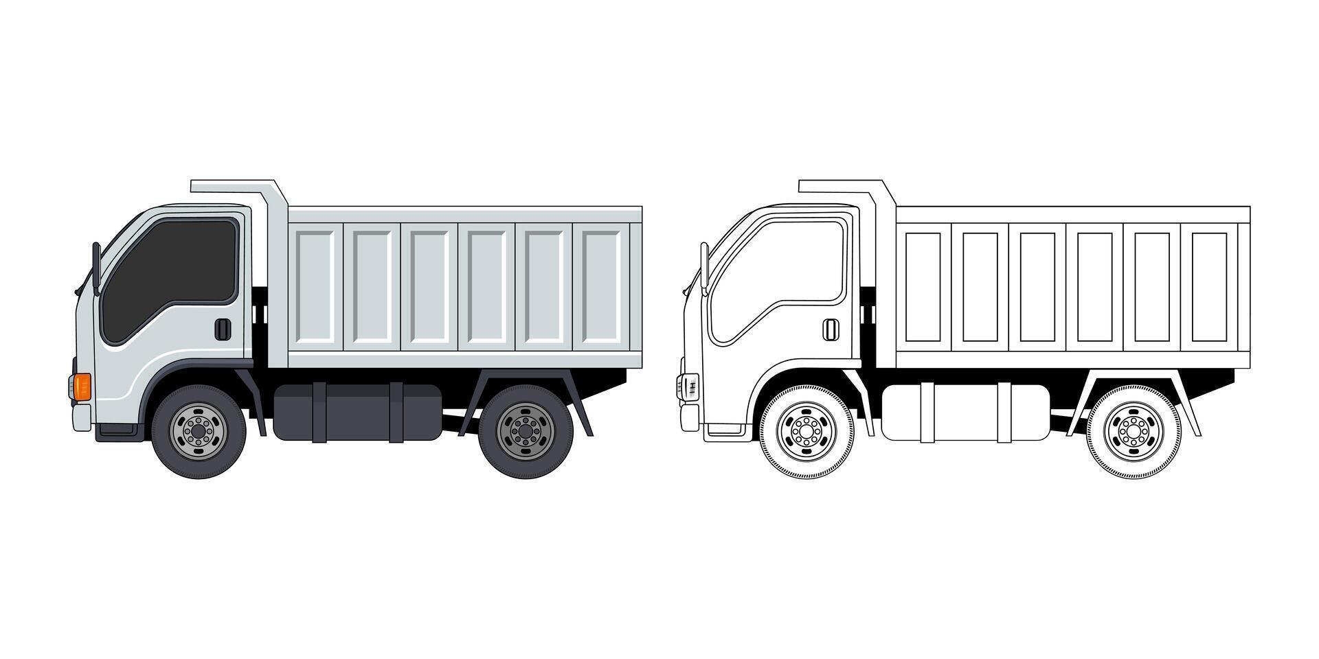 Tipper Truck Side view Cartoon Illustration vector