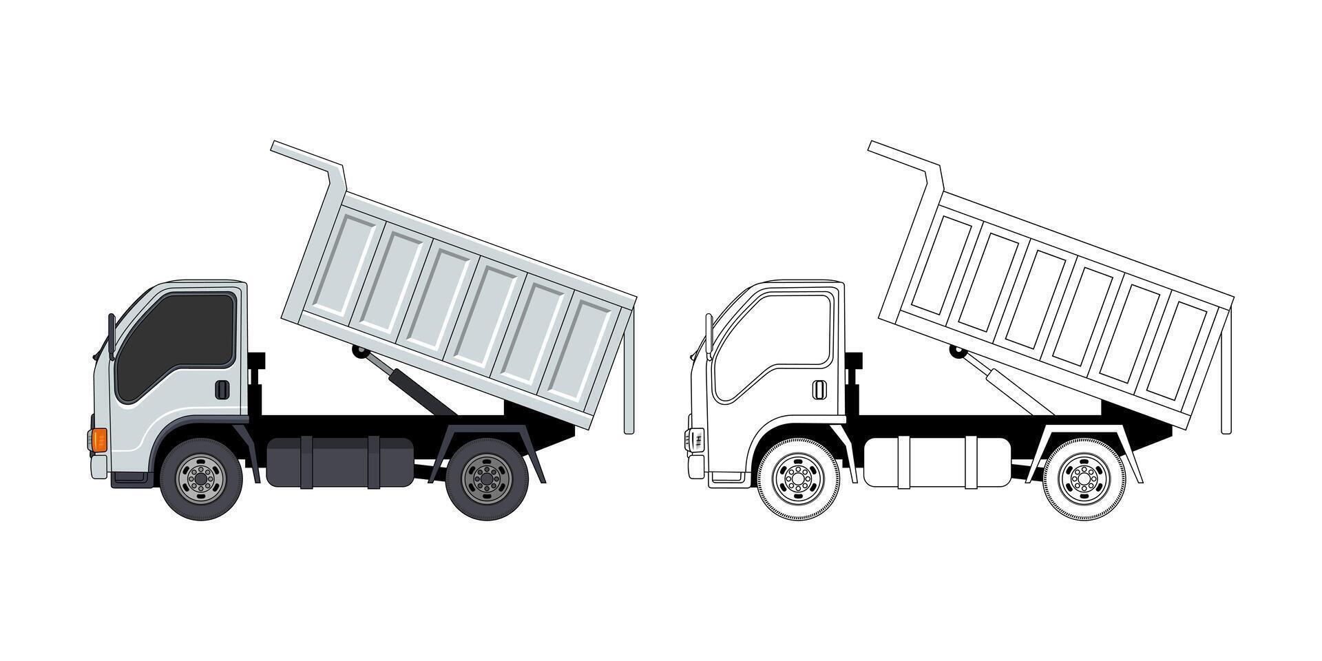 Tipper Truck Side view Cartoon Design Illustration vector