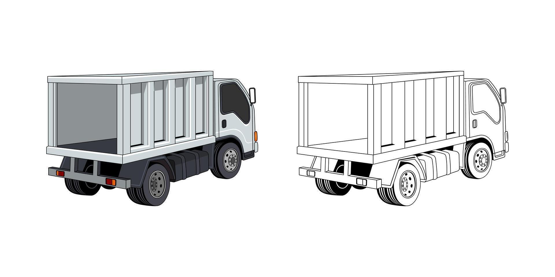 Box Truck Back View Cartoon Design Illustration vector