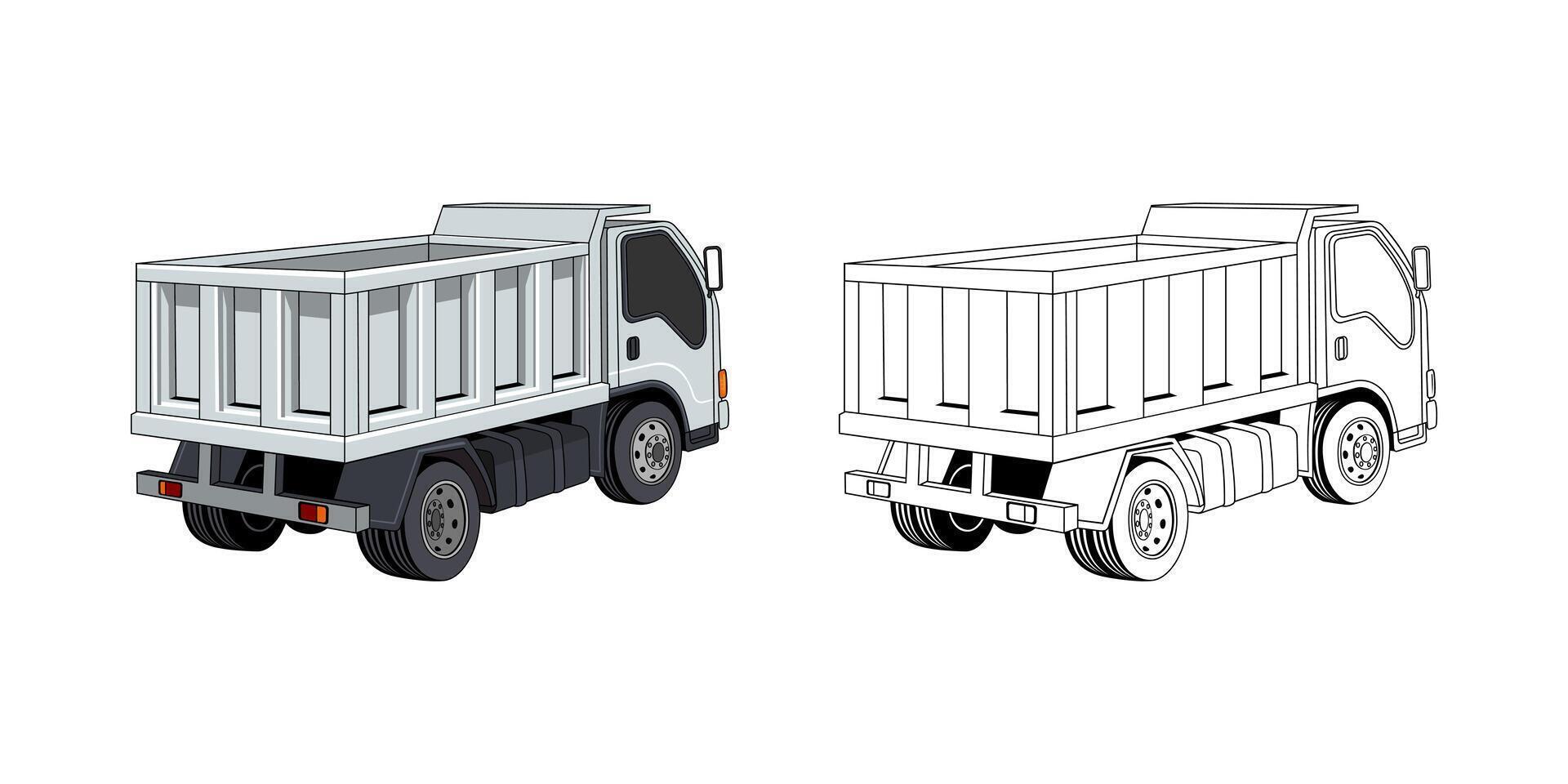 Tipper Truck Back View Cartoon Design Illustration vector