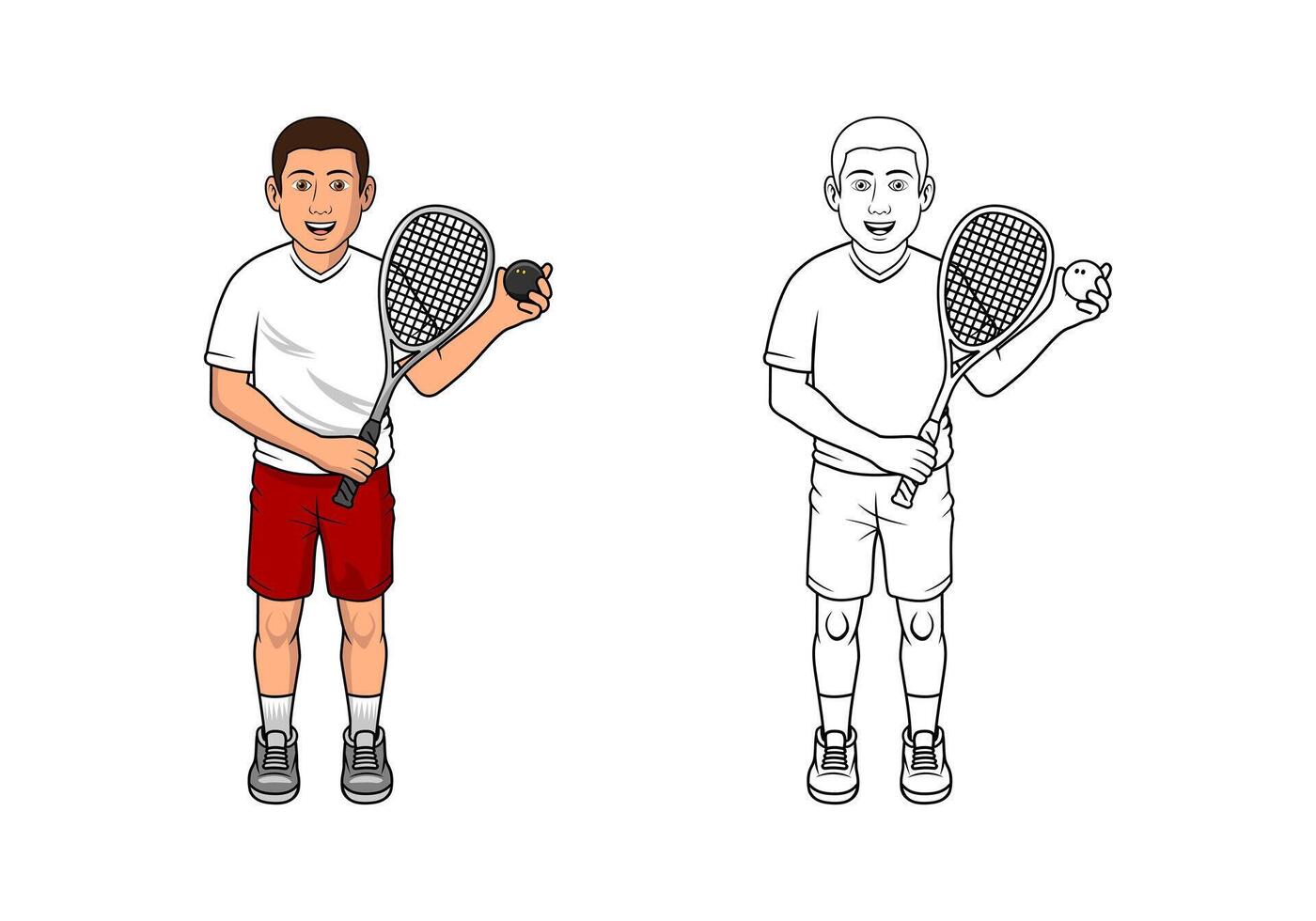 Squash Player Cartoon Illustration vector