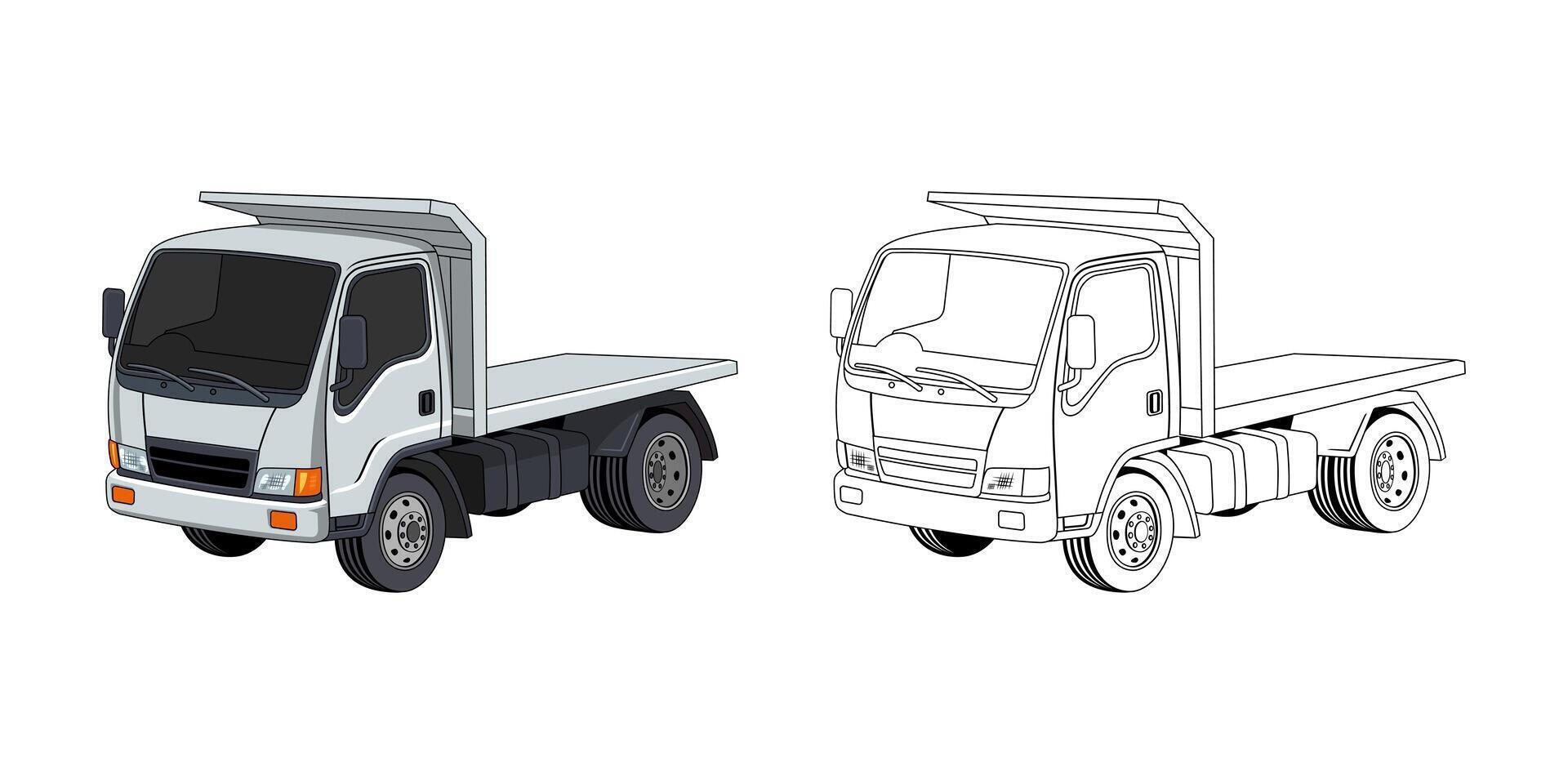 Flatbed Truck Cartoon Design Illustration vector