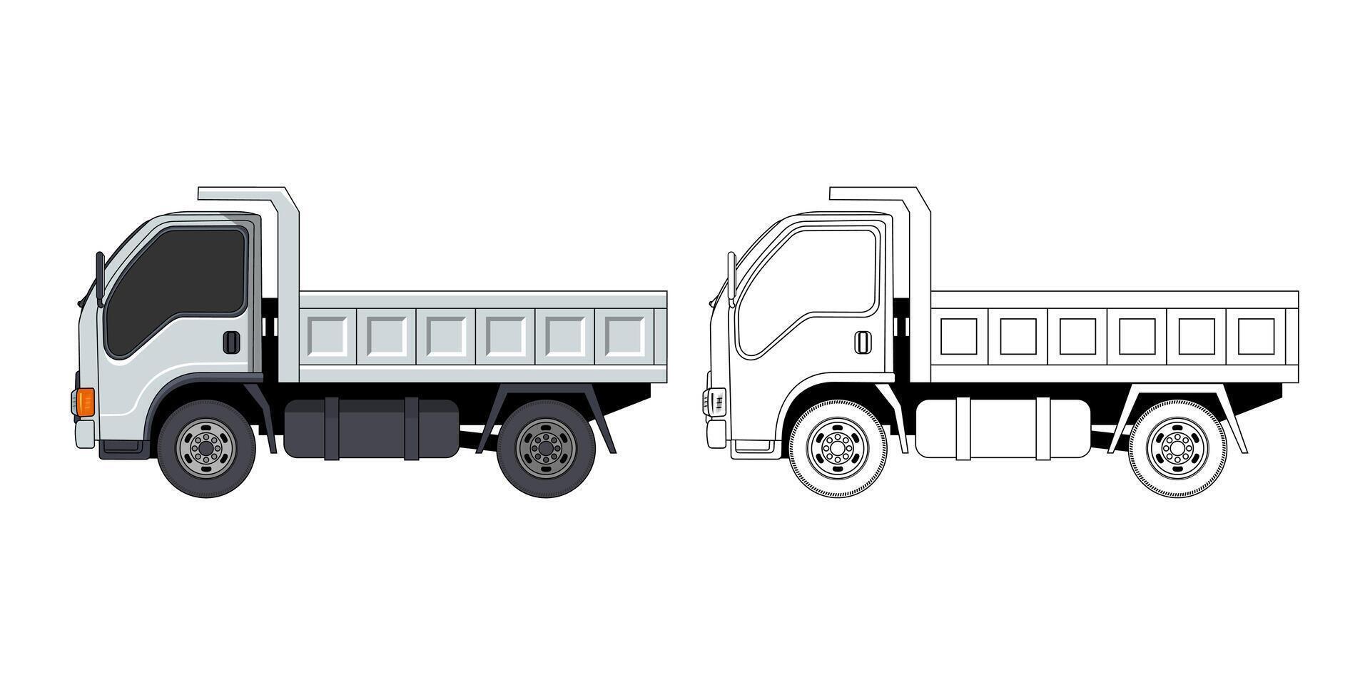 Small Truck Cartoon Sie View Design Illustration vector