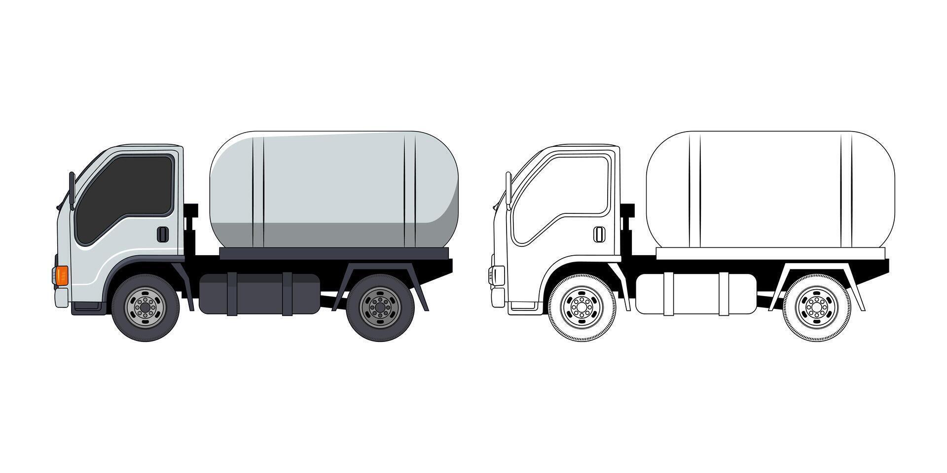 Tanker Truck Side View Cartoon Design Illustration vector