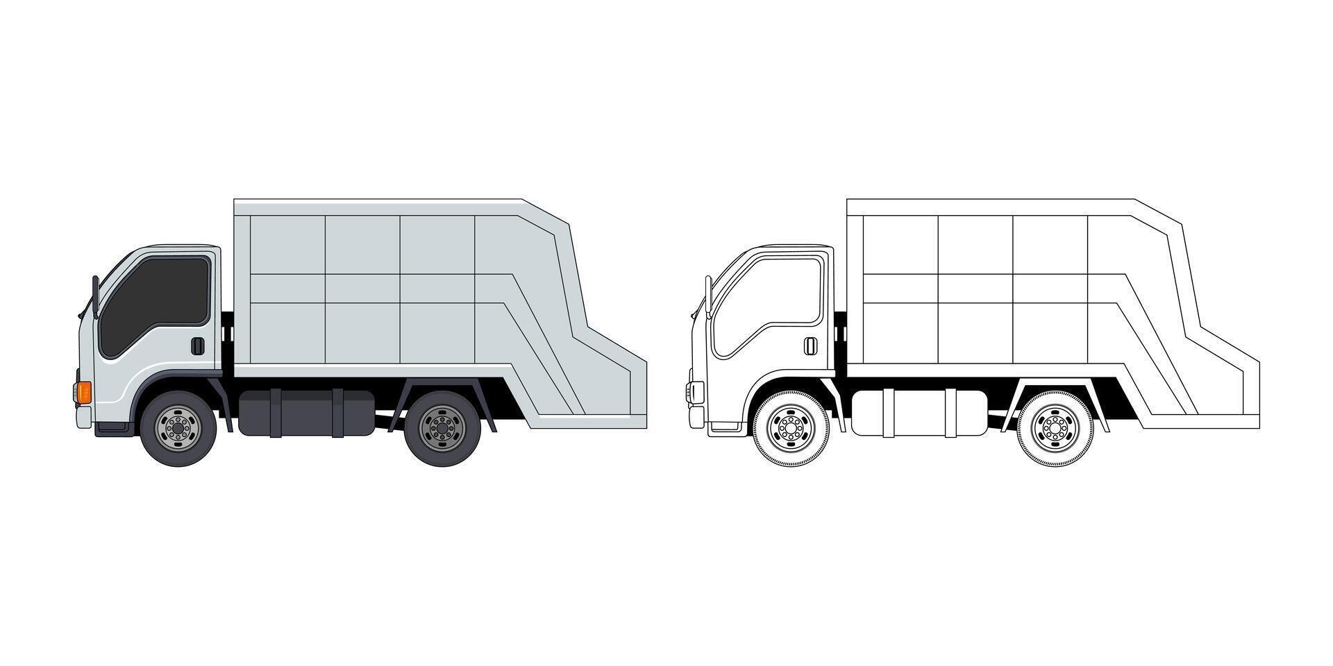 Garbage Truck Sie View Cartoon Design Illustration vector