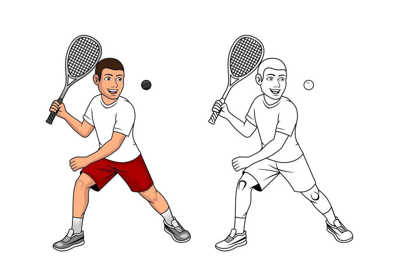 A Man Squash Player Cartoon Illustration vector