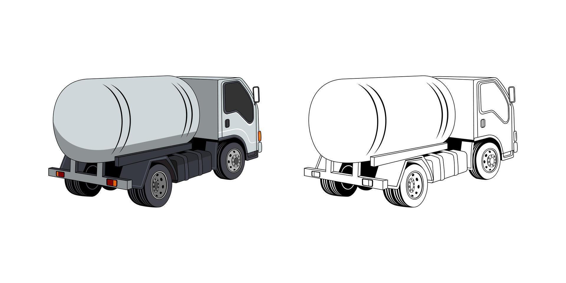 Tanker Truck Cartoon Back View Design Illustration vector