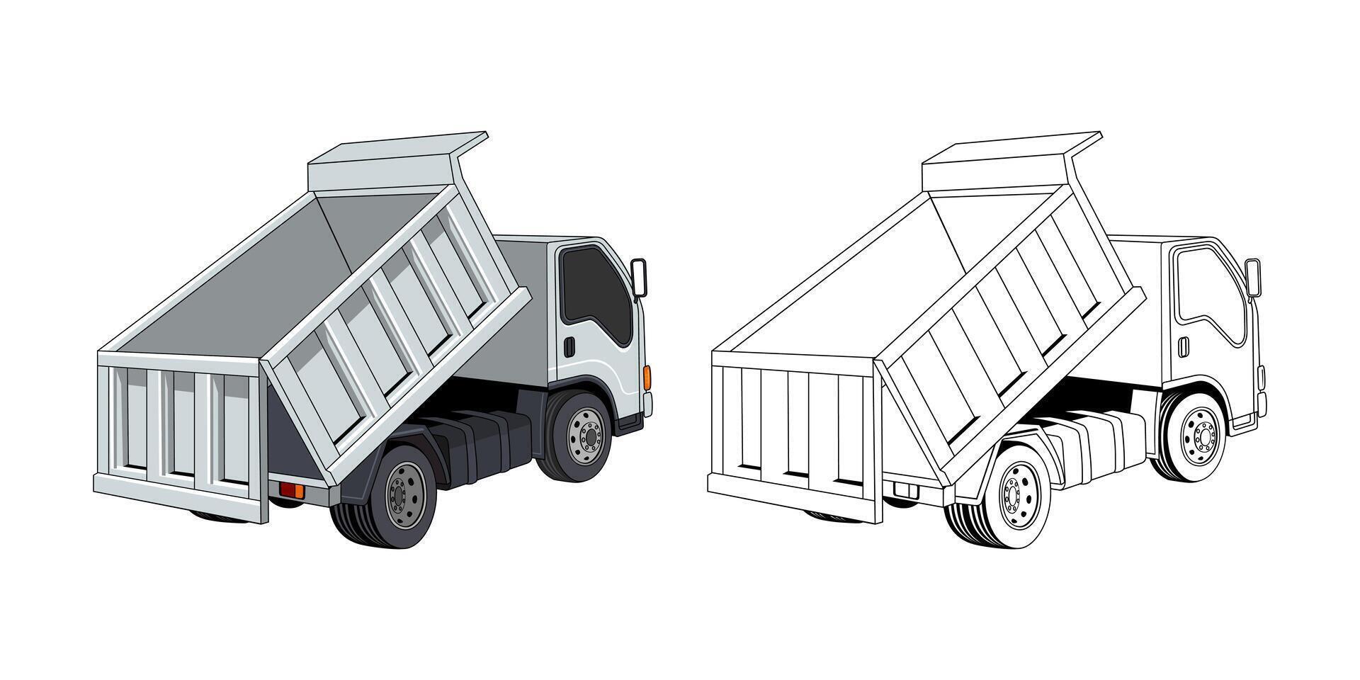Tipper Truck Back View Cartoon vector