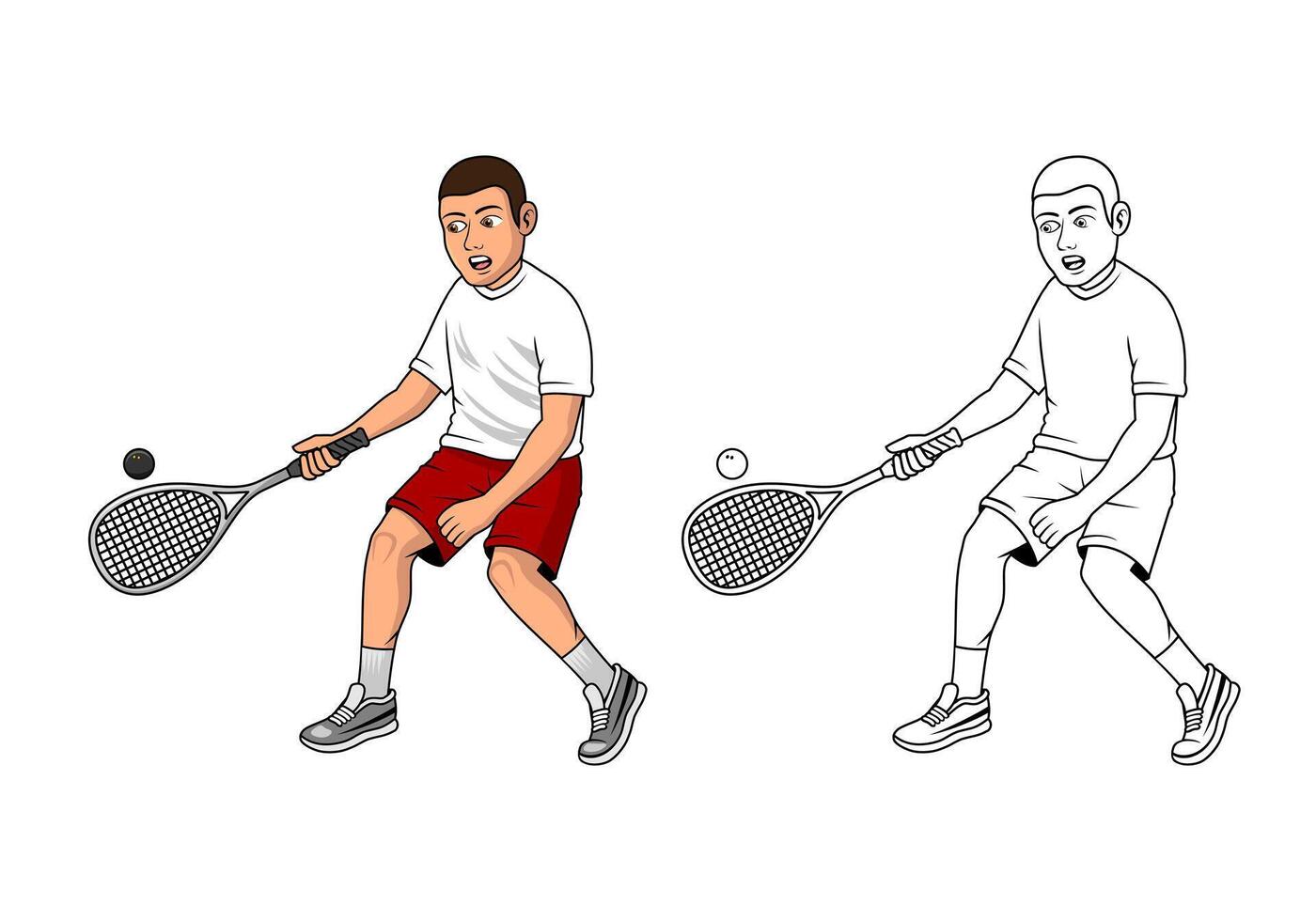 Squash Player Cartoon Design Illustration vector