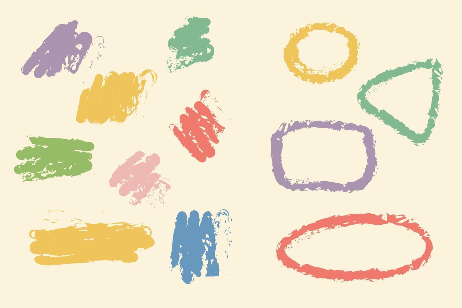 Set of hand drawn irregular organic textured shapes. brushes doodle shape set in trendy style background. vector
