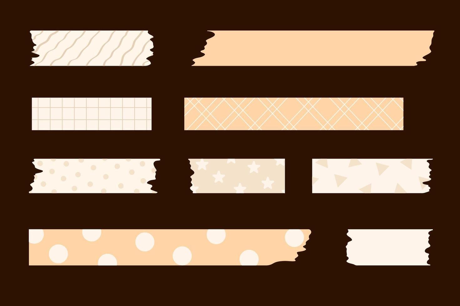 Set of various adhesive tapes in beige tones isolated on a dark background illustration vector