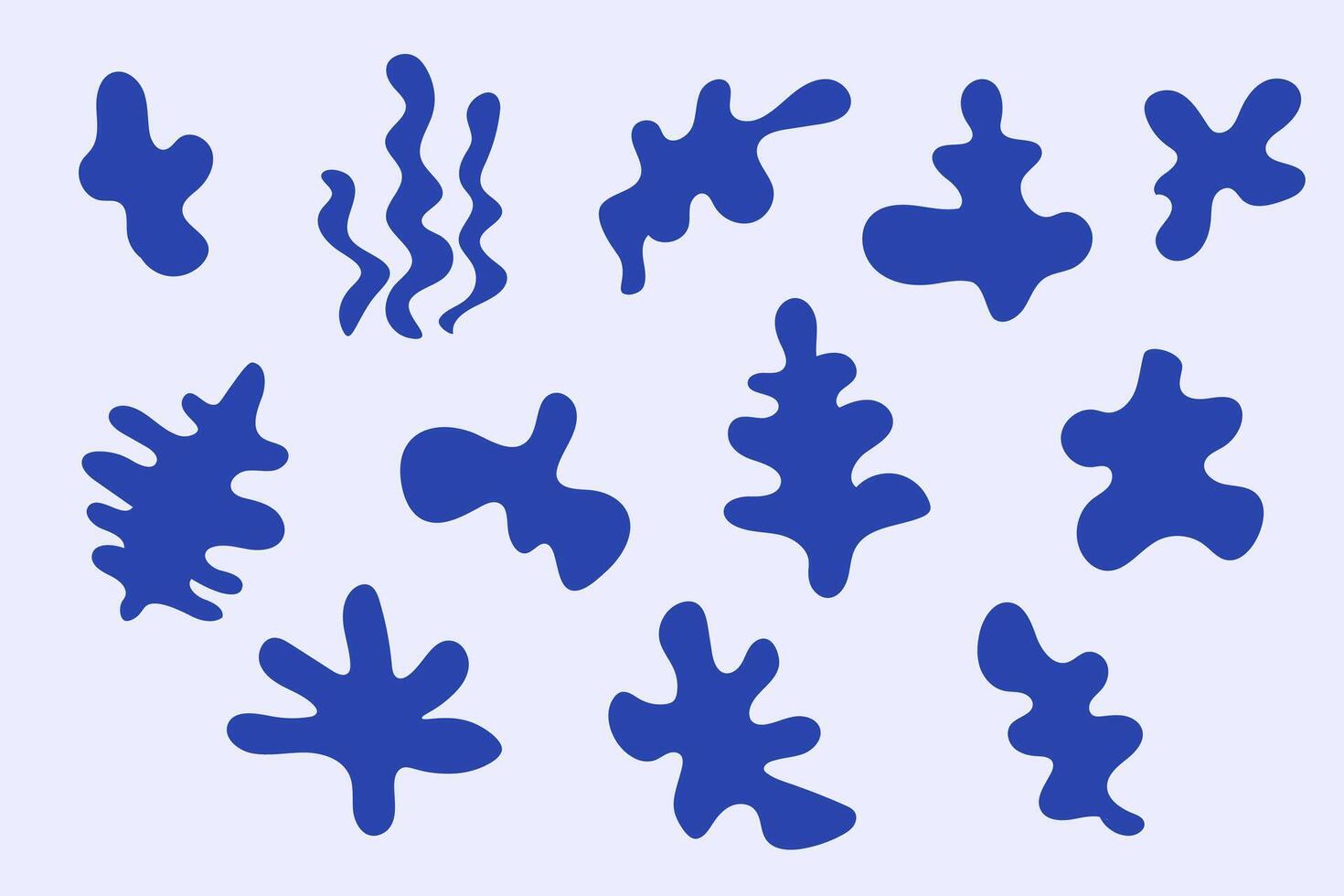 simple abstract organic shapes on sea theme, hand drawn vector