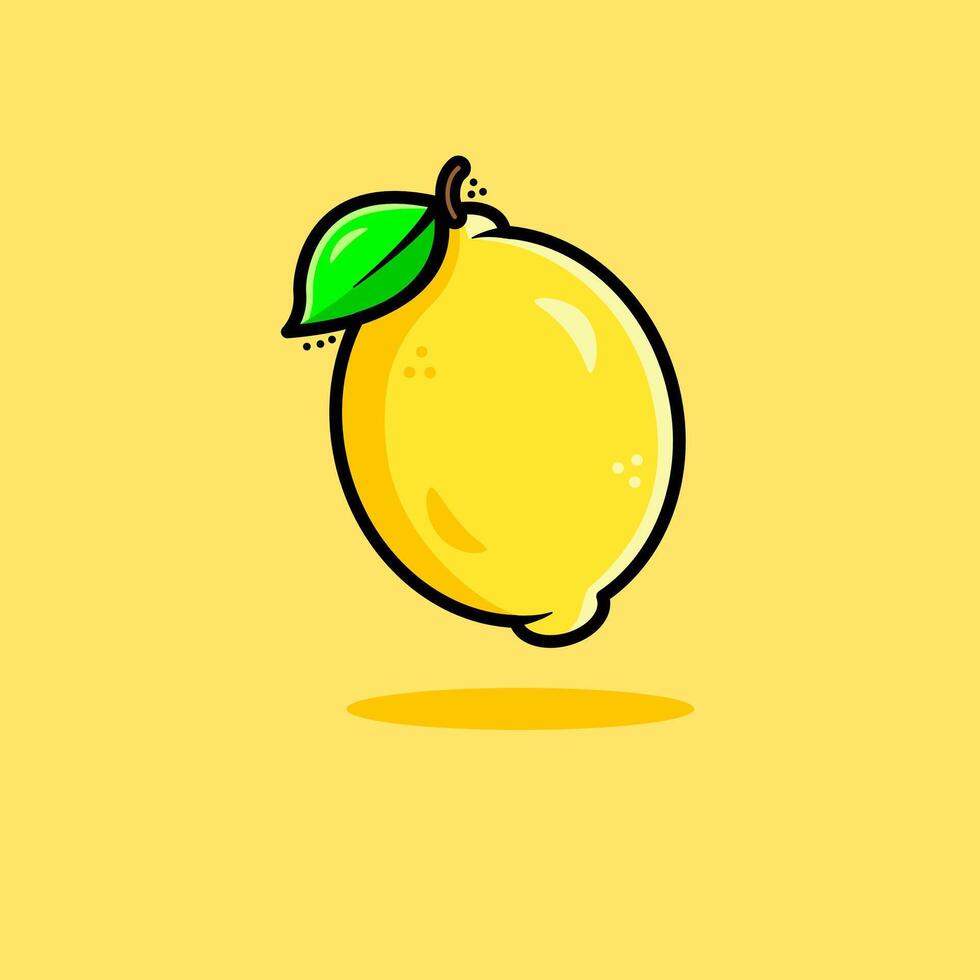 lemon with leaves fresh citrus fruit vector