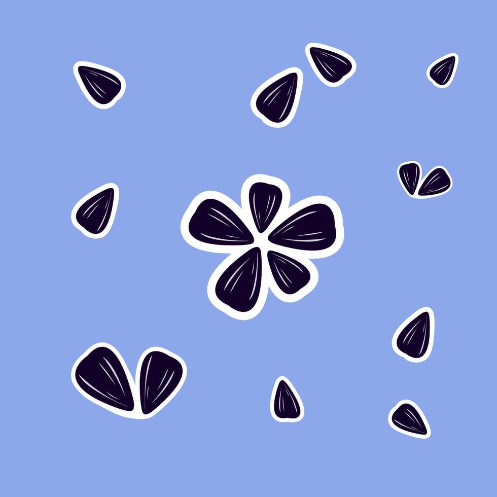 set of sunflower seeds stickers vector