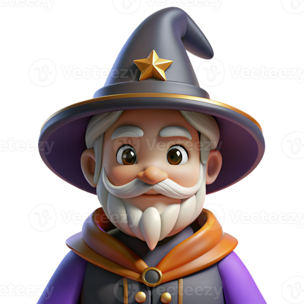 3D cartoon wizard character png
