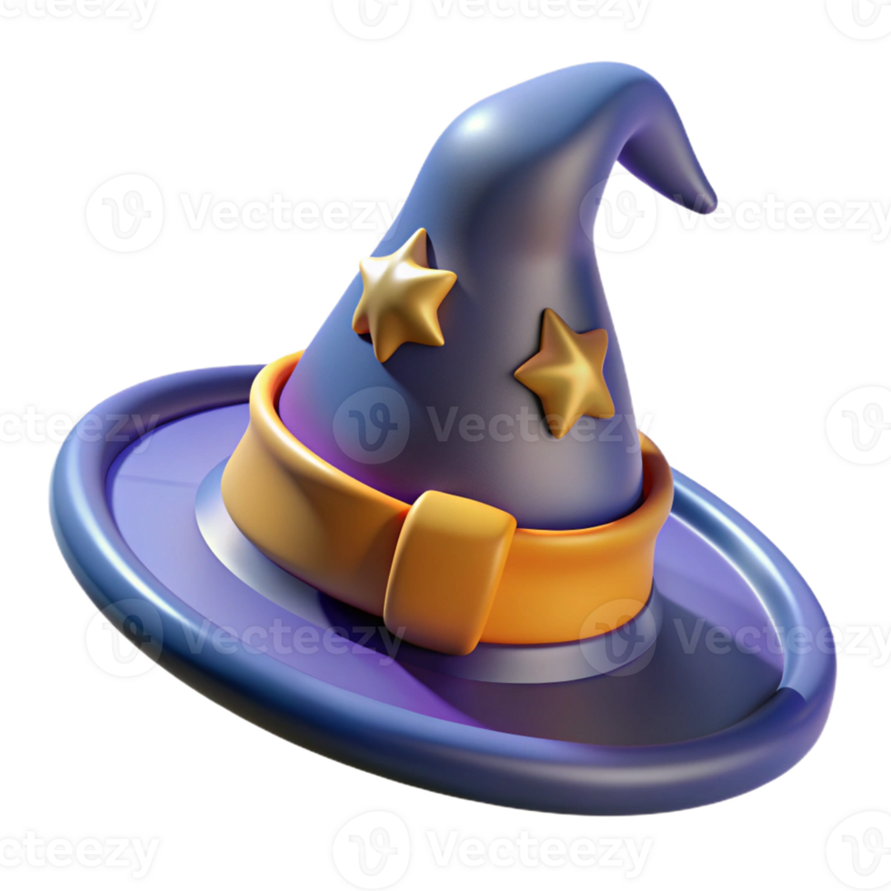 The violet wizard hat with star png