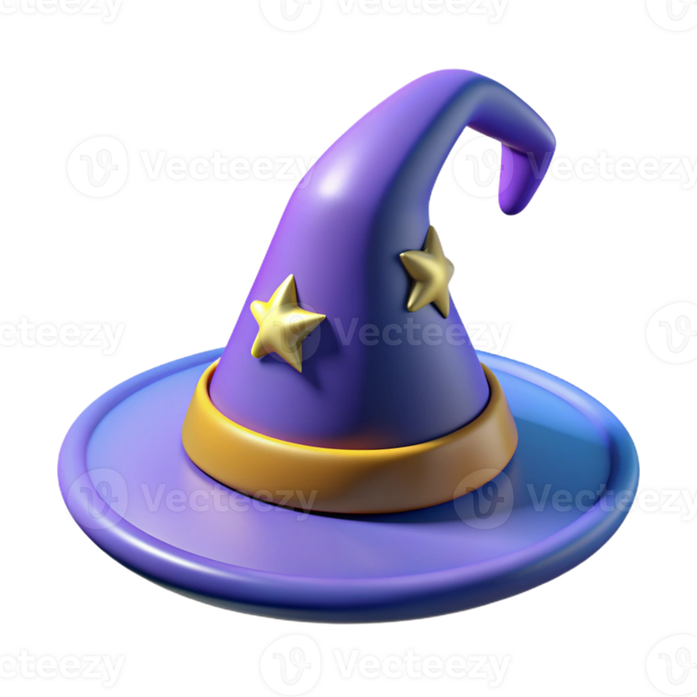 The violet witch's hat with star png