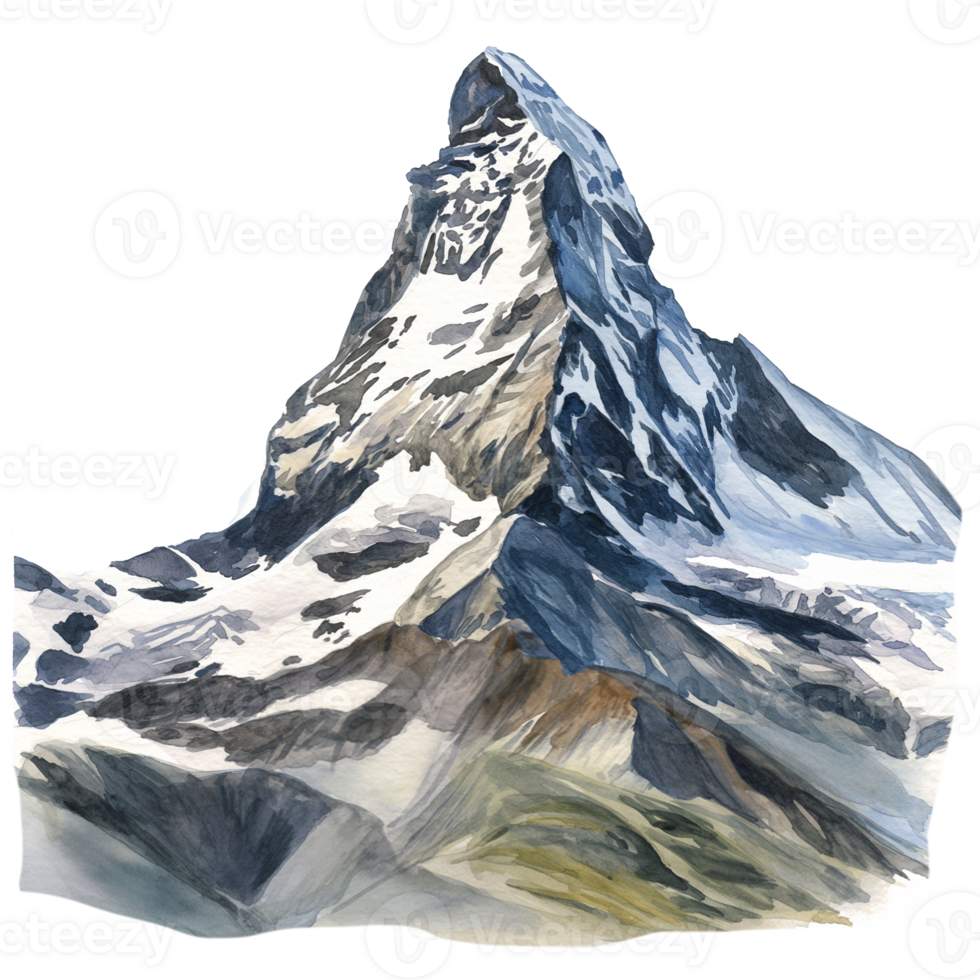 Matterhorn of Switzerland watercolor using for web, card, print or decoration png