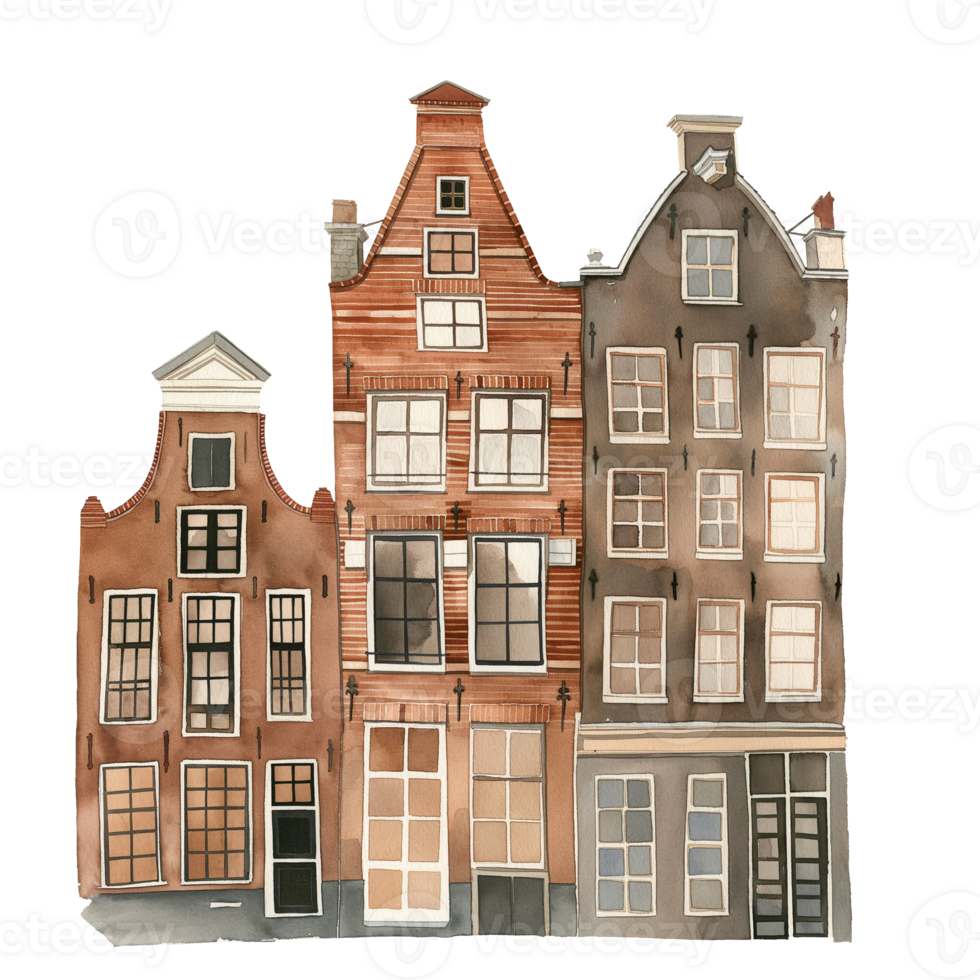 Anne Frank House of the Netherlands watercolor using for web, card, print or decoration png