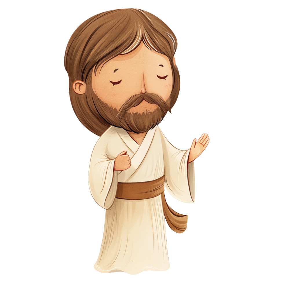 Jesus Christ with a dove descending upon him, representing the Holy Spirit at his baptism watercolor png