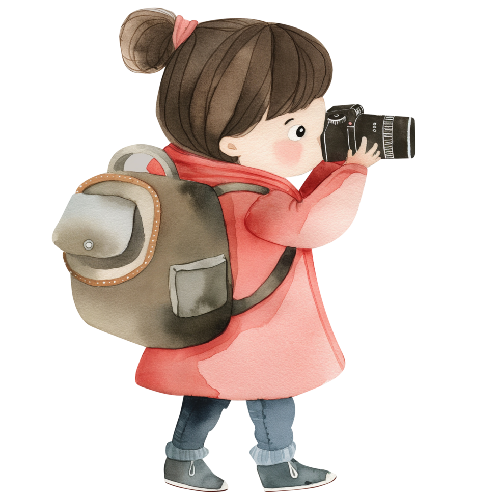 Street photographer girl watercolor png