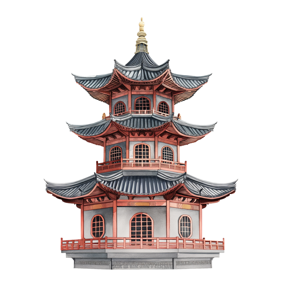 Chinese pagoda. Mid Autumn, Lunar new year decoration, suitable for the decorative design of covers, fabric, invitations, weddings, or greeting cards png