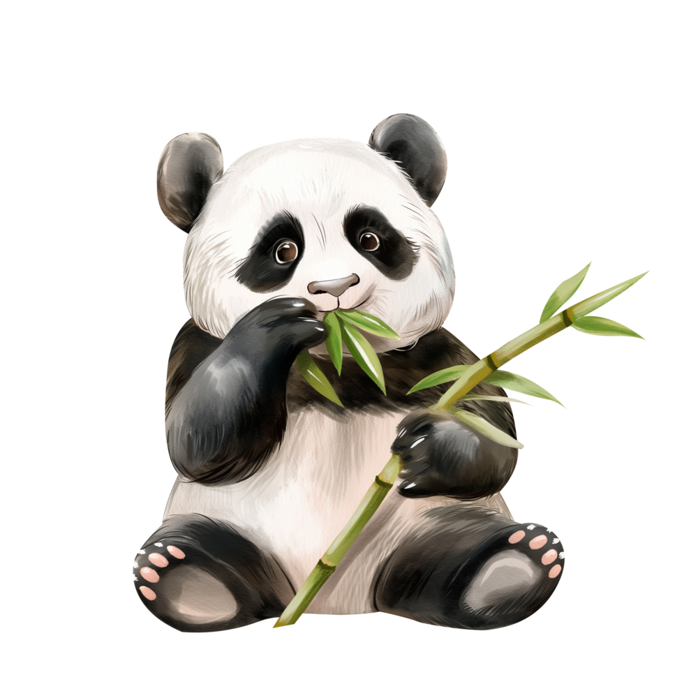 Panda eating bamboo. National animal of China, suitable for the decorative design of covers, fabric, invitations, weddings, or greeting cards png