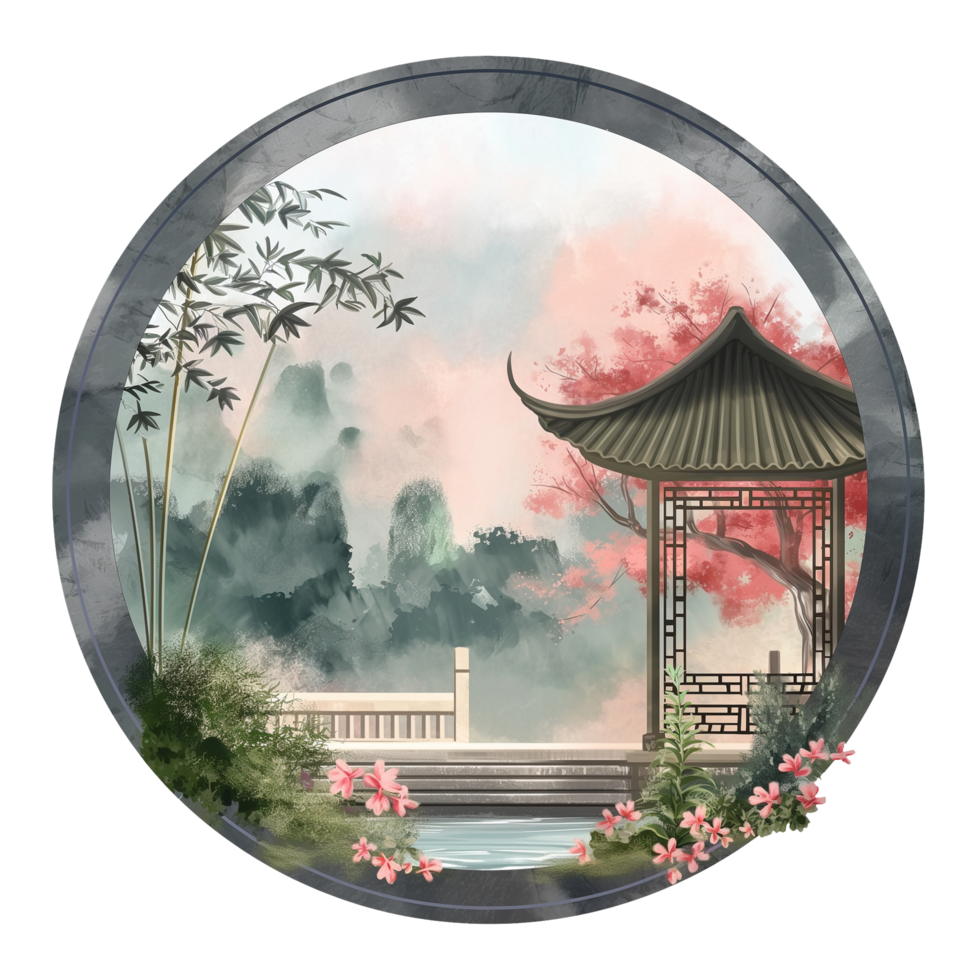 Moon gate. Mid Autumn, Lunar new year decoration, suitable for the decorative design of covers, fabric, invitations, weddings, or greeting cards png
